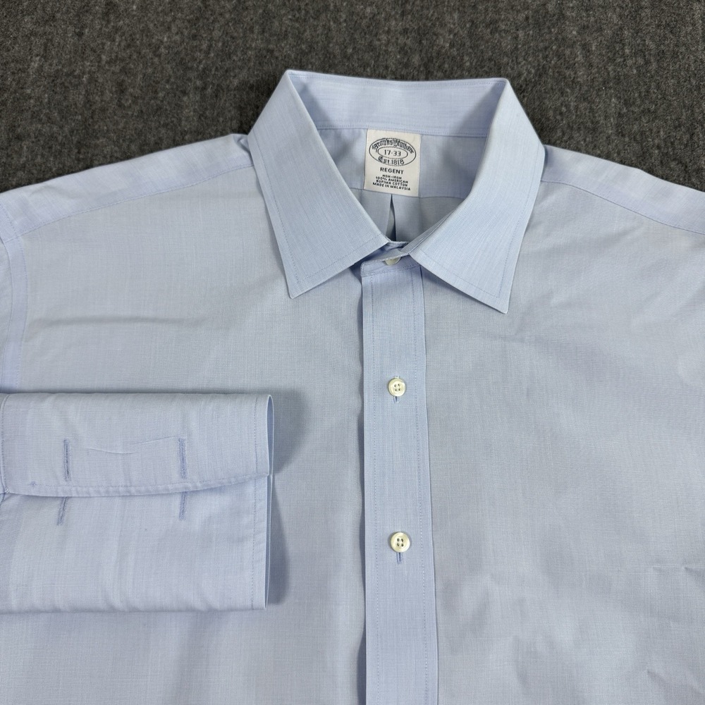 Brooks Brothers Regent Men's 17 33 Blue Non Iron Supima Cotton Dress Shirt